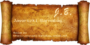 Javorszki Barnabás névjegykártya